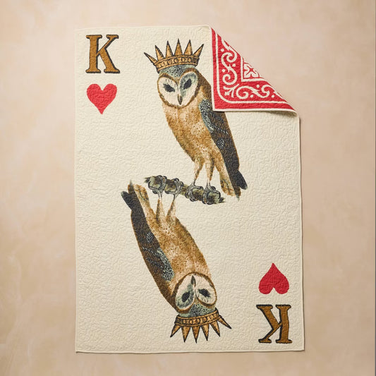 Reversible King of Hearts Owl Card Quilt | John Derian