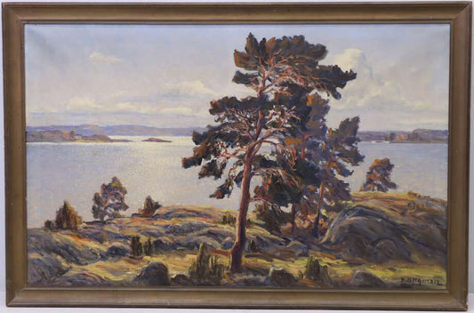 Karl Bergman, Landscape with Pine by the Water, Oil on Canvas, 84 × 134 cm