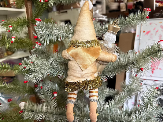 Tea Stain Santa W/ Nutcracker Orn - LARGE| Christmas Ornament