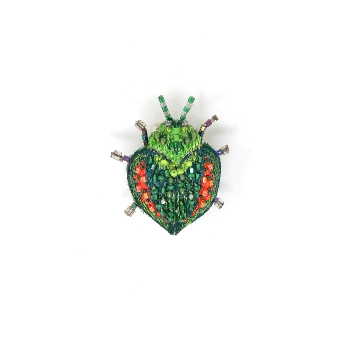 Leaf Stolas Beetle hand-embroidered brooch by Trovelore at BON TON goods