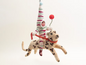 Leaping Leopard Rider Ornament | Vintage by Crystal Spun Cotton Ornament