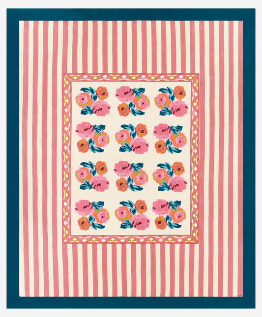 Nizam Flower Cream Pink  - Tablecloth 220x270 | Lisa Corti