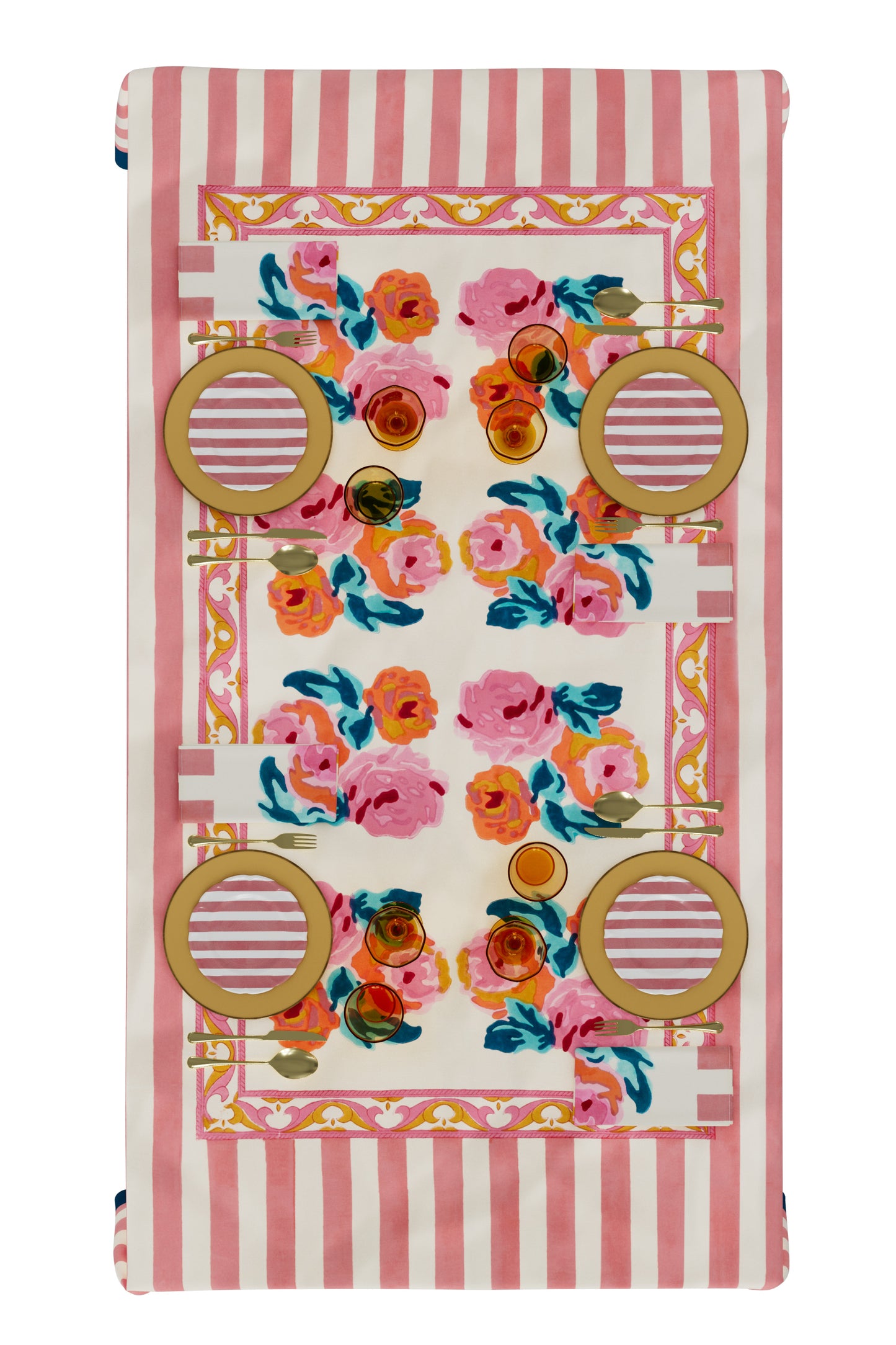 Nizam Flower Cream Pink - Tablecloth 220x350 | Lisa Corti