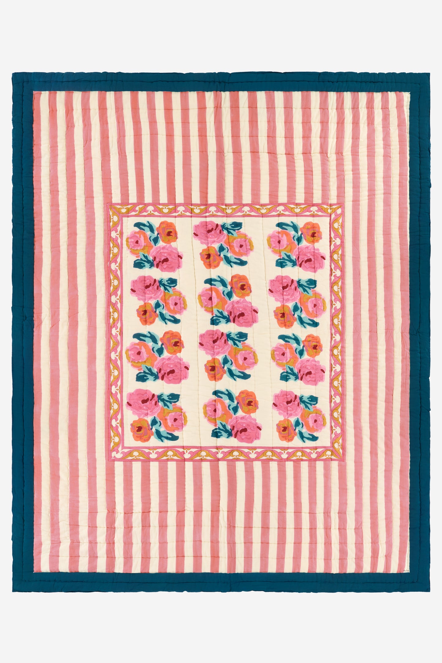 Nizam Flower Cream Pink Quilt  – 220X270 | Lisa Corti
