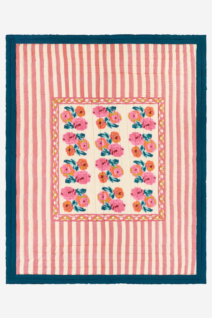 Nizam Flower Cream Pink Quilt  – 220X270 | Lisa Corti
