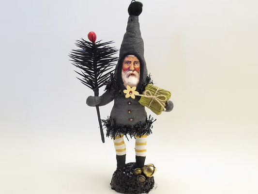 Night Santa Figure | Vintage by Crystal Spun Cotton Ornament