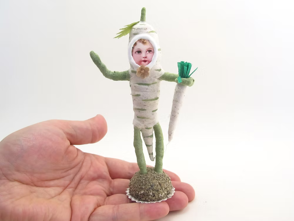 Parsnip Person Figure | Vintage by Crystal Spun Cotton Ornament