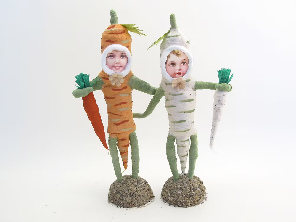 Parsnip Person Figure | Vintage by Crystal Spun Cotton Ornament