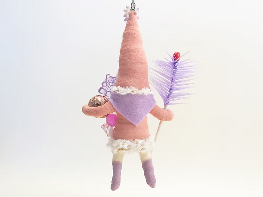 Pink Santa Goose Feather Ornament | Vintage by Crystal Spun Cotton Ornament