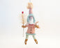 Pink Santa With Fawn & Goose Feather Sprig | Vintage by Crystal Spun Cotton Ornament