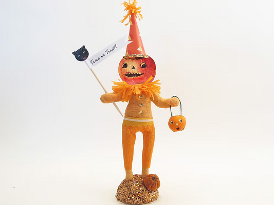 Pumpkin Man Figure | Vintage by Crystal Spun Cotton Ornament