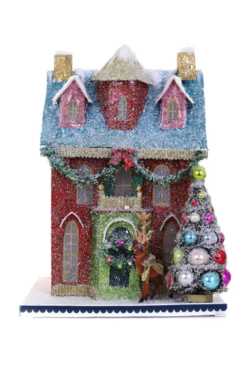 Reindeer Palace Christmas House – Glittery Storybook Holiday Décor
