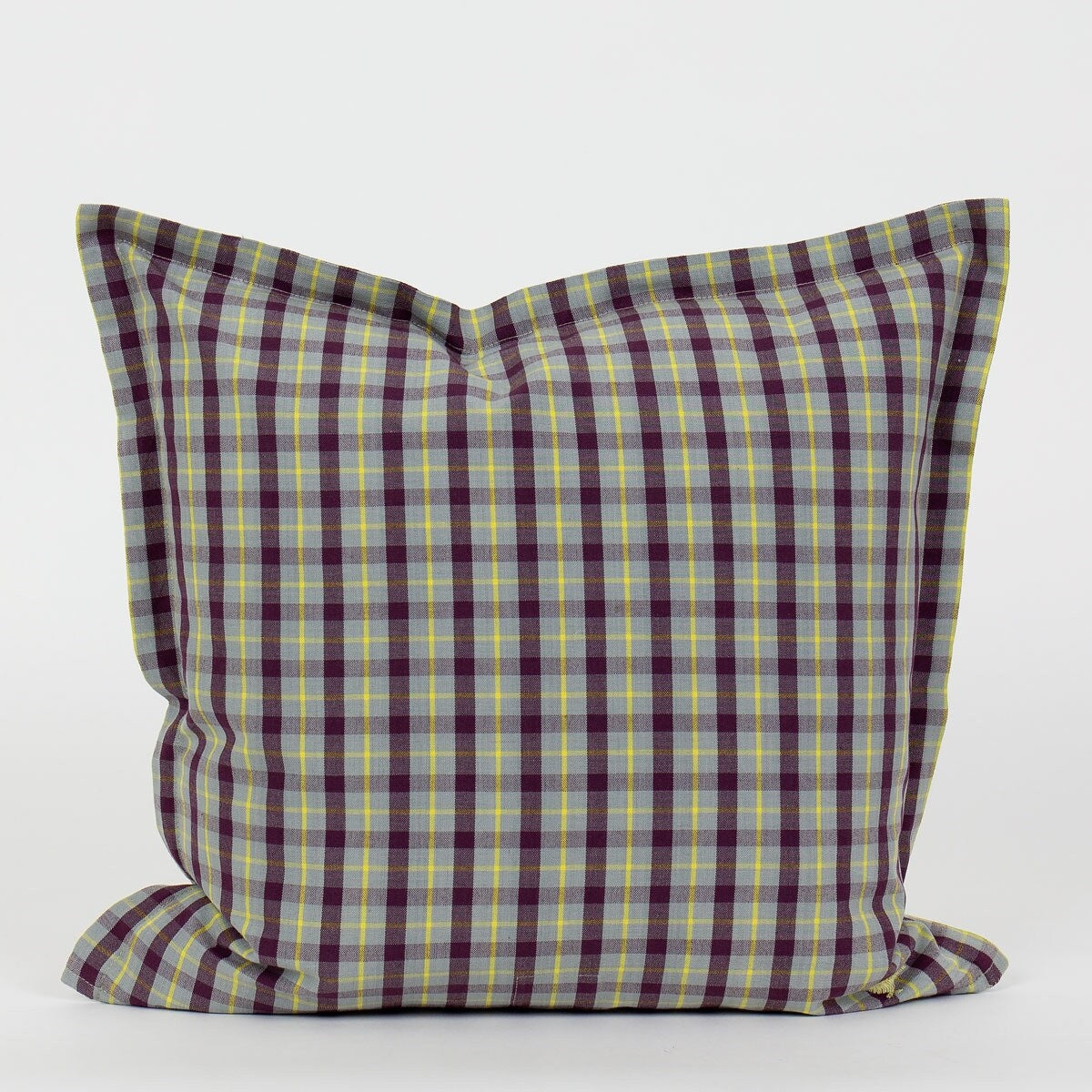 REKO Cushion Cover, 40 × 40 cm, Grey / Plum Check | A World of Craft