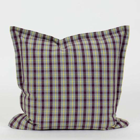 REKO Cushion Cover, 40 × 40 cm, Grey / Plum Check | A World of Craft