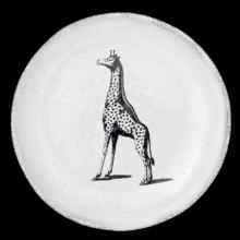 John Derian Small Giraffe Plate, set of 6 by Astier de Villatte, B2B view on black background