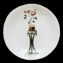John Derian Small Rosebush Plate, set of 6 by Astier de Villatte, B2B view on black background