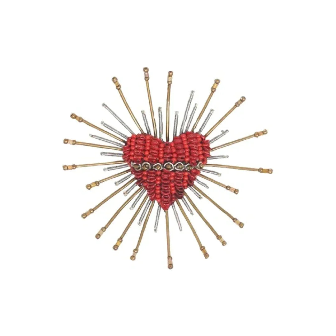 Sacred Heart hand-embroidered brooch by Trovelore at BON TON goods