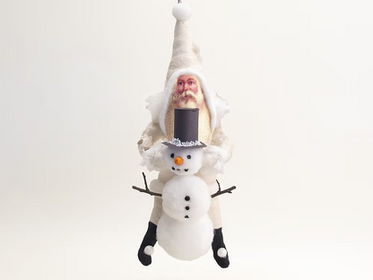 Santa Snowman Builder Figure | Vintage by Crystal Spun Cotton Ornament