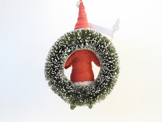 Santa Wreath Ornament | Vintage by Crystal Spun Cotton Ornament