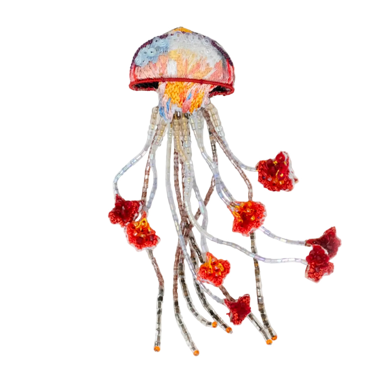 Sea Nettle Jellyfish hand-embroidered brooch by Trovelore at BON TON goods
