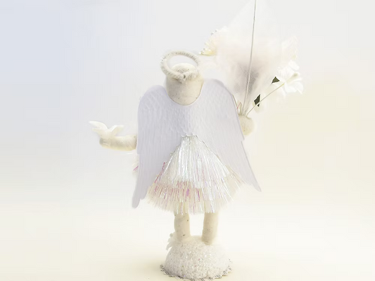 Shimmering Angel Figure | Vintage by Crystal Spun Cotton Ornament