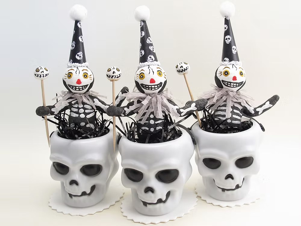Skeleton Party Figure | Vintage by Crystal Spun Cotton Ornament