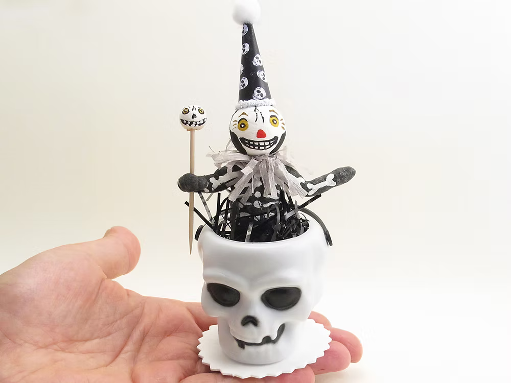 Skeleton Party Figure | Vintage by Crystal Spun Cotton Ornament