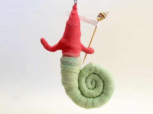 Snail Santa Ornament | Vintage by Crystal Spun Cotton Ornament