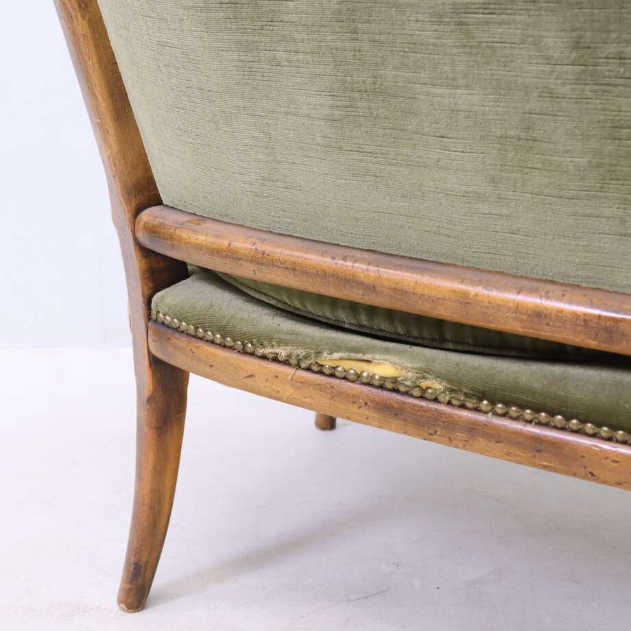 Two-Seater Sofa with Cane Sides, Early 20th Century