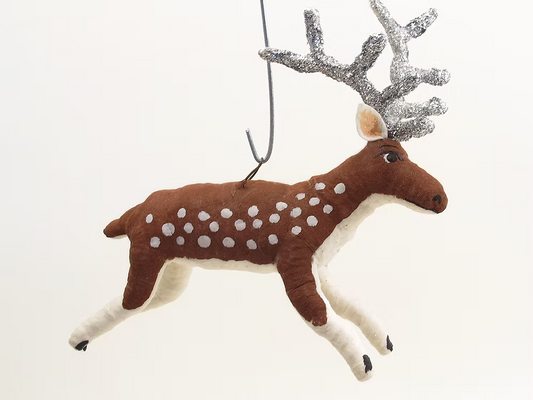 Spotted Reindeer Ornament/Figure | Vintage by Crystal Spun Cotton Ornament
