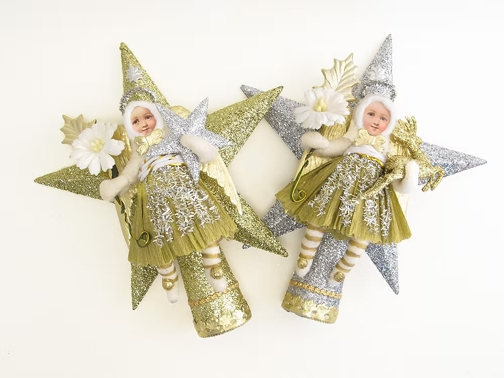 Star Angel Tree Topper (Assorted) | Vintage by Crystal Spun Cotton Ornament