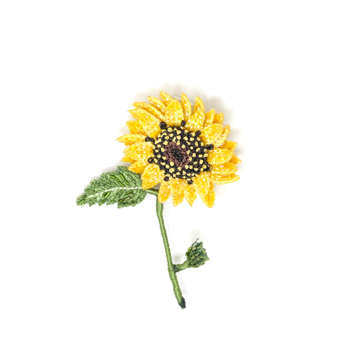 Sunflower hand-embroidered brooch by Trovelore at BON TON goods