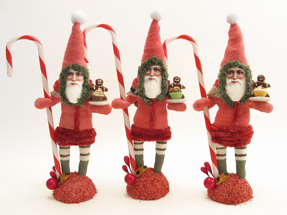 Sweet Treat Santa Figure | Vintage by Crystal Spun Cotton Ornament