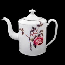 Rosa Centilolia Teapot, John Derian, handmade ceramic by Astier de Villatte