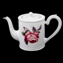 Small Rosa Centilolia Teapot, John Derian, handmade ceramic by Astier de Villatte