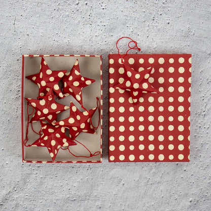 Tora Christmas Ornaments, Red and Off-White, Set of 6, alternate view