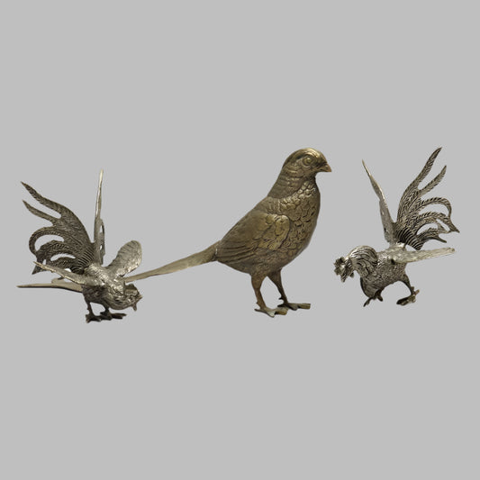 Set of Bird Table Decorations, Metal, Mid-20th Century