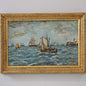 Vintage Marine Painting – Sailing Ships at Sea | Oil on Panel, 31 × 37 cm