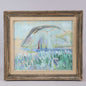 Waldemar Sjölander – Framed Watercolor, Nordic Summer Landscape (37 × 44 cm)