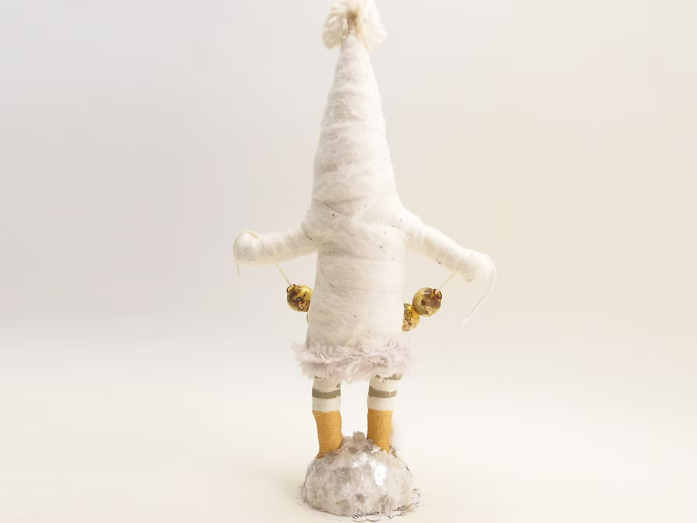 White Decorating Elf Figure | Vintage by Crystal Spun Cotton Ornament