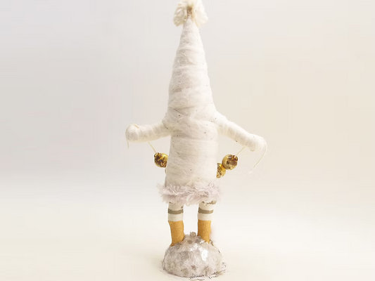 White Decorating Elf Figure | Vintage by Crystal Spun Cotton Ornament