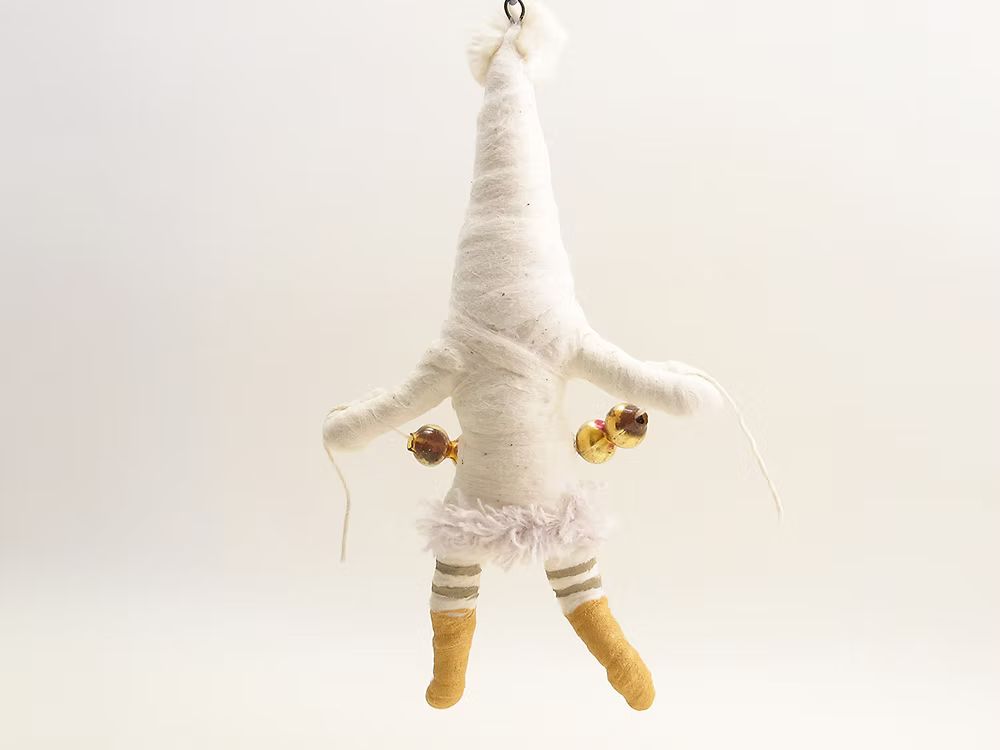 White Decorating Elf Ornament | Vintage by Crystal Spun Cotton Ornament