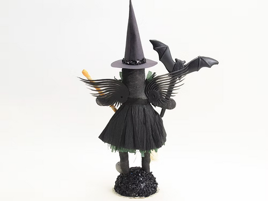 Winged Witch Figure | Vintage by Crystal Spun Cotton Ornament