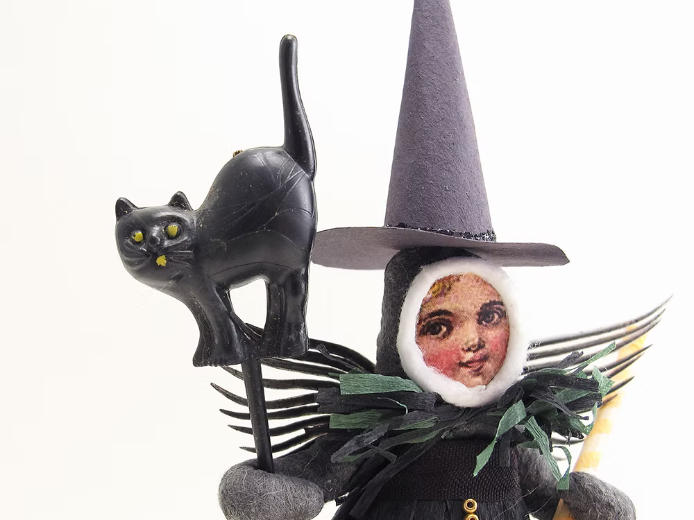 Winged Witch Figure | Vintage by Crystal Spun Cotton Ornament