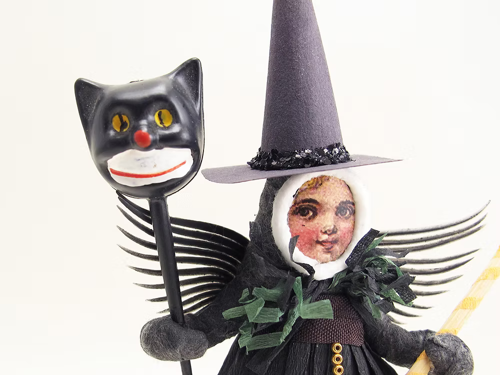 Winged Witch Figure | Vintage by Crystal Spun Cotton Ornament