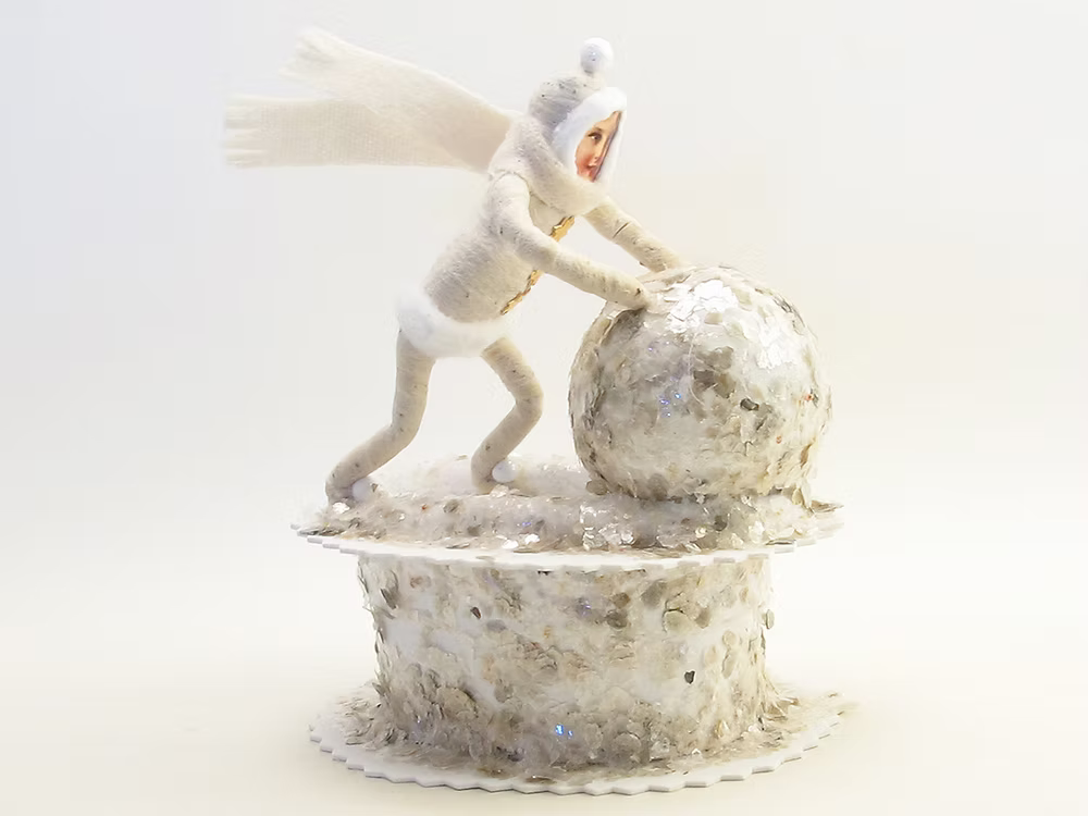 Winter Snow Fun Box | Vintage by Crystal Spun Cotton Ornament