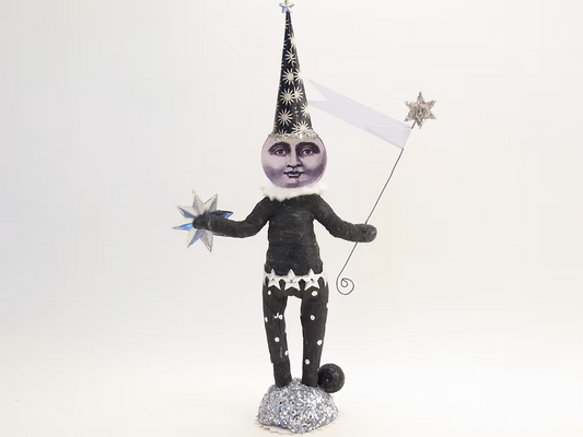Wishing Moon Figure | Vintage by Crystal Spun Cotton Ornament