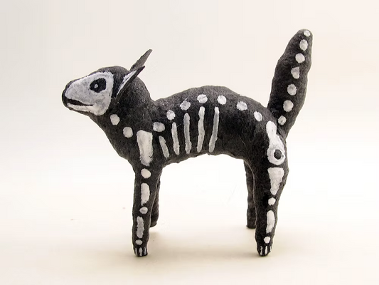 X-Ray Skeleton Cat Ornament/Figure | Vintage by Crystal Spun Cotton Ornament