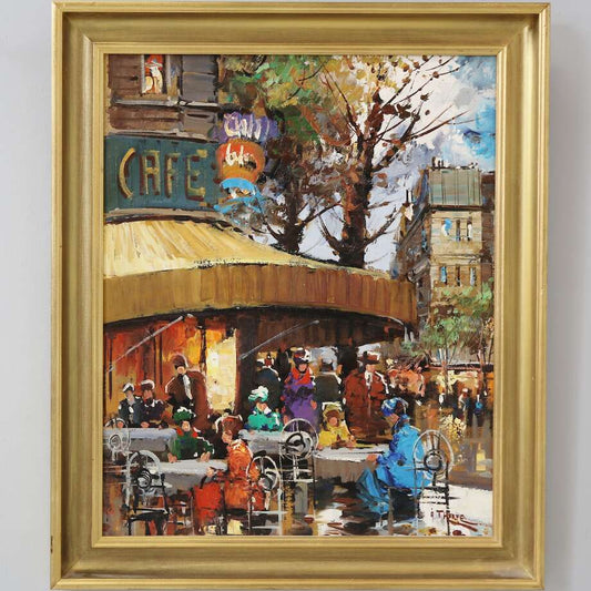 Åke Thorpe, Parisian Café Scene, Oil on Canvas (54 × 44 cm) - Bon Ton goods