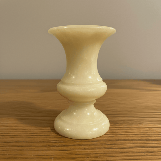 Alabaster Mini Candlestick in Classical Trumpet Form - Bon Ton goods